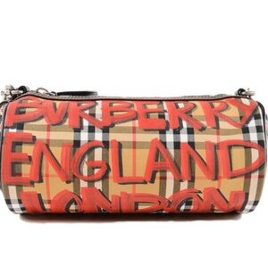 BURBERRY
 Graffiti Print Vintage Check Barrel Bag-